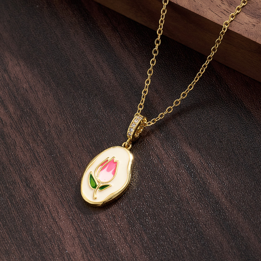 Irregular Pendant Necklace For Women, Golden Plated Copper With Zircon Inlay, Perfect Valentine's Day Gift