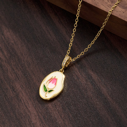 Irregular Pendant Necklace For Women, Golden Plated Copper With Zircon Inlay, Perfect Valentine's Day Gift