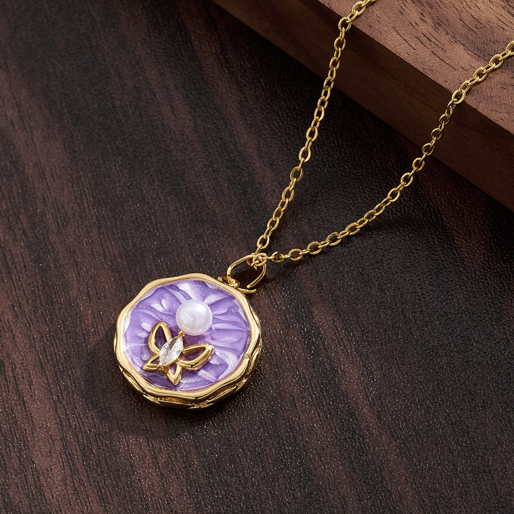 Irregular Pendant Necklace For Women, Golden Plated Copper With Zircon Inlay, Perfect Valentine's Day Gift