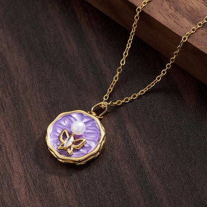 Irregular Pendant Necklace For Women, Golden Plated Copper With Zircon Inlay, Perfect Valentine's Day Gift