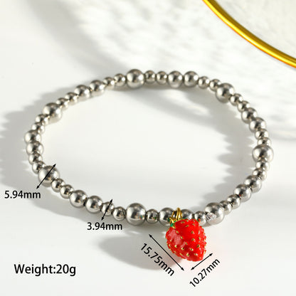 Sweet Lemon Bracelet For Women In 303 Stainless Steel With 18K Real Gold Plated Beaded Chain