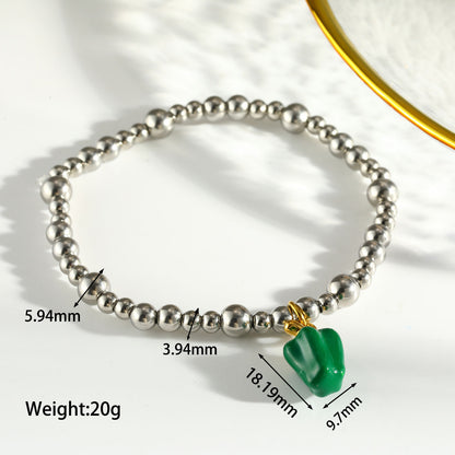 Sweet Lemon Bracelet For Women In 303 Stainless Steel With 18K Real Gold Plated Beaded Chain