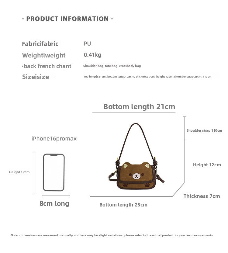 Cartoon Square PU Leather Shoulder Bag For Women, Stylish And Durable Design