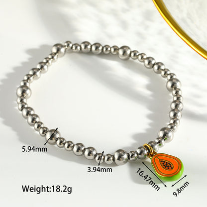 Sweet Lemon Bracelet For Women In 303 Stainless Steel With 18K Real Gold Plated Beaded Chain