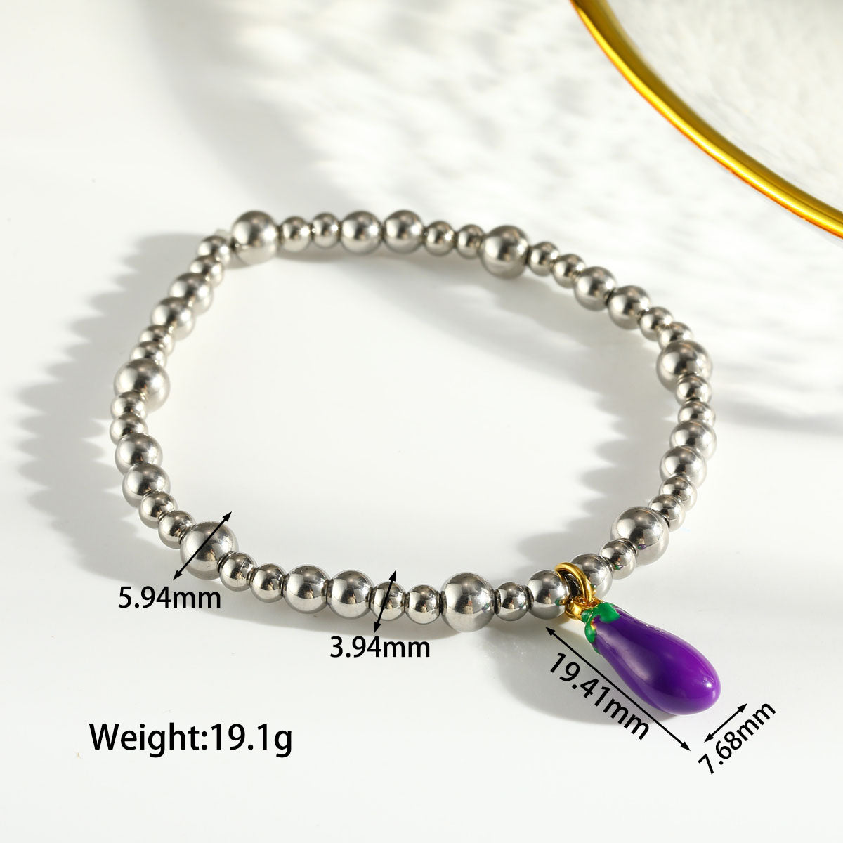 Sweet Lemon Bracelet For Women In 303 Stainless Steel With 18K Real Gold Plated Beaded Chain