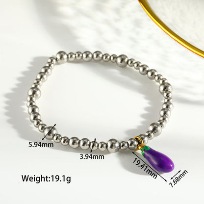 Sweet Lemon Bracelet For Women In 303 Stainless Steel With 18K Real Gold Plated Beaded Chain