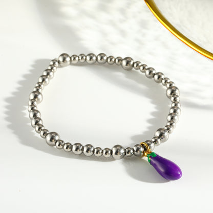 Sweet Lemon Bracelet For Women In 303 Stainless Steel With 18K Real Gold Plated Beaded Chain
