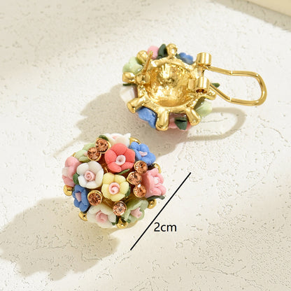 Asymmetrical Flowers Earrings For Women Made Of 201 Stainless Steel With PVC Inlay