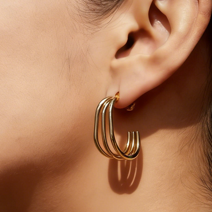Geometric Earrings For Women Featuring Electroplated 304 Stainless Steel With 18K Real Gold Plated PVD Coating