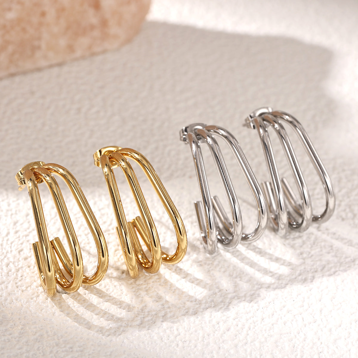 Geometric Earrings For Women Featuring Electroplated 304 Stainless Steel With 18K Real Gold Plated PVD Coating