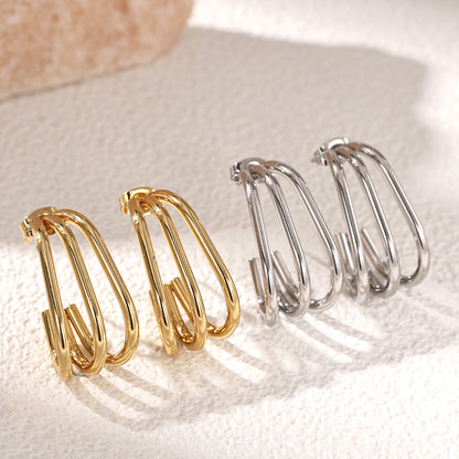 Geometric Earrings For Women Featuring Electroplated 304 Stainless Steel With 18K Real Gold Plated PVD Coating