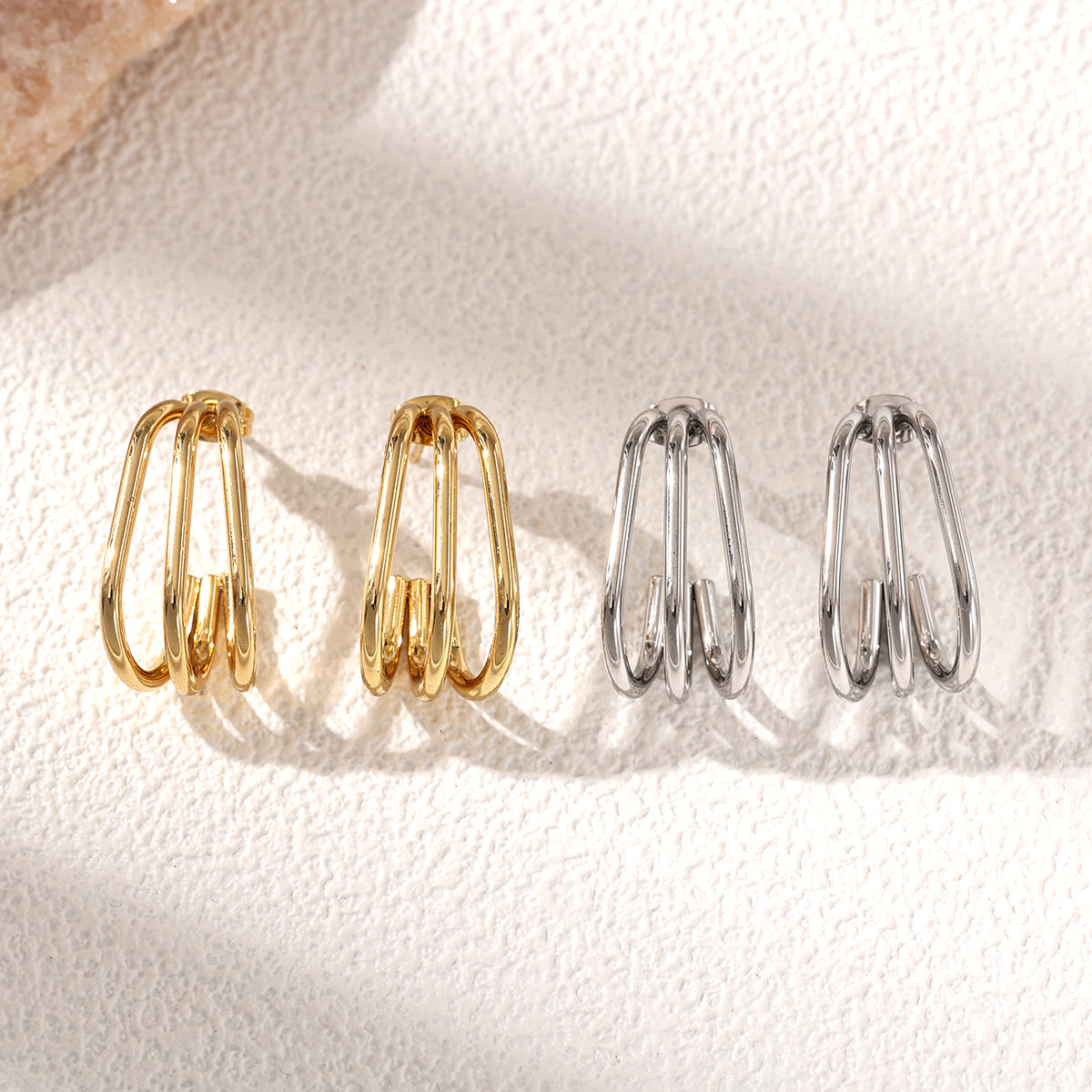 Geometric Earrings For Women Featuring Electroplated 304 Stainless Steel With 18K Real Gold Plated PVD Coating