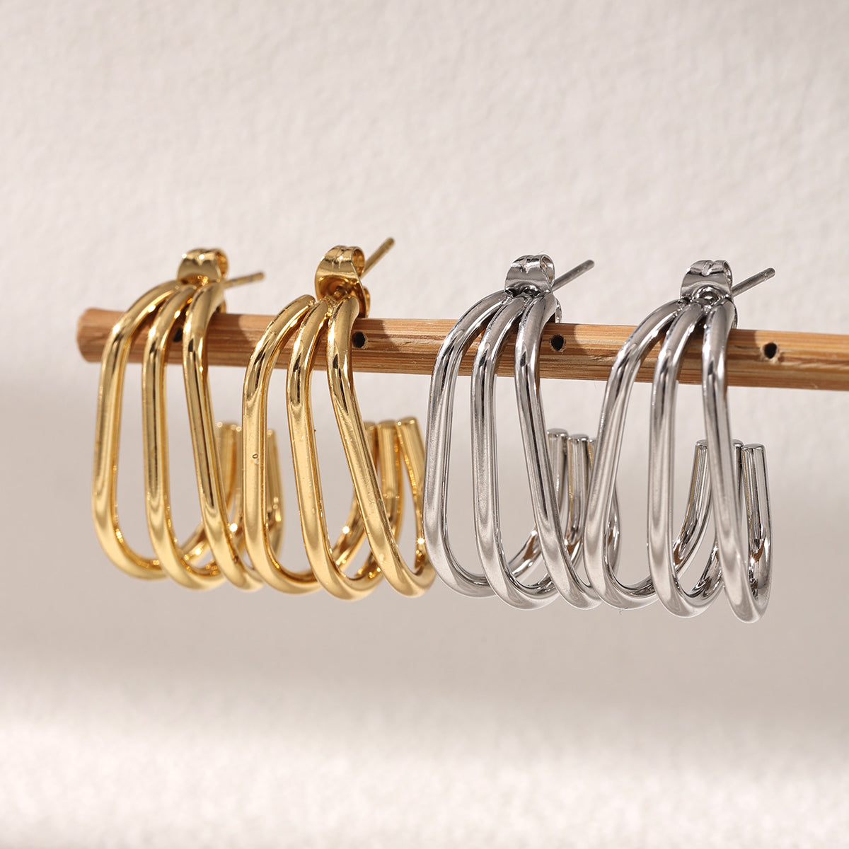 Geometric Earrings For Women Featuring Electroplated 304 Stainless Steel With 18K Real Gold Plated PVD Coating