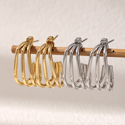 Geometric Earrings For Women Featuring Electroplated 304 Stainless Steel With 18K Real Gold Plated PVD Coating