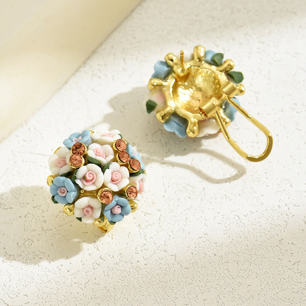 Asymmetrical Flowers Earrings For Women Made Of 201 Stainless Steel With PVC Inlay