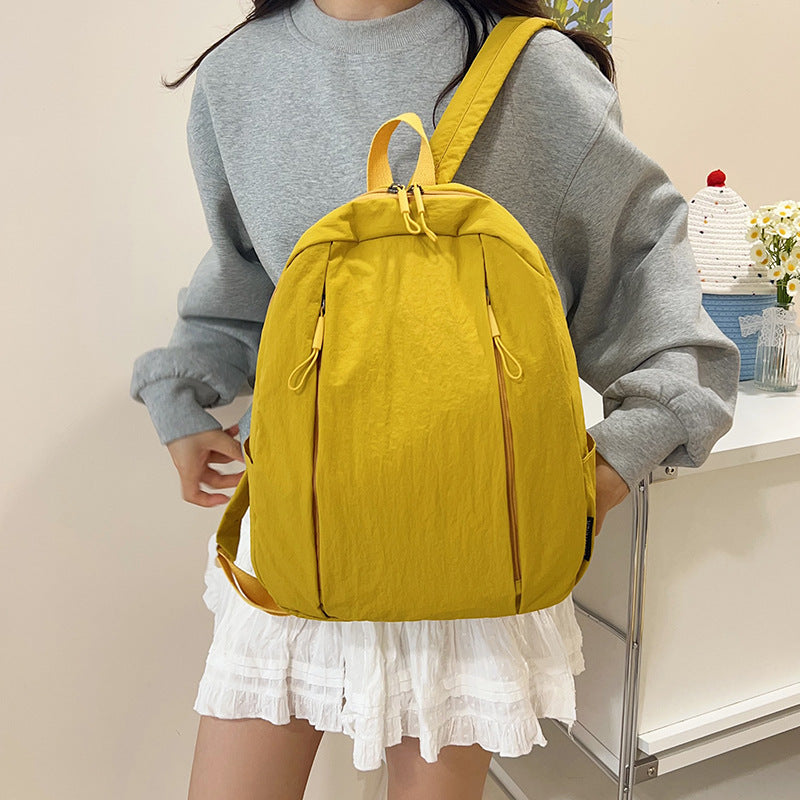 Solid Color Nylon Casual Backpack For Girls, Stylish And Durable