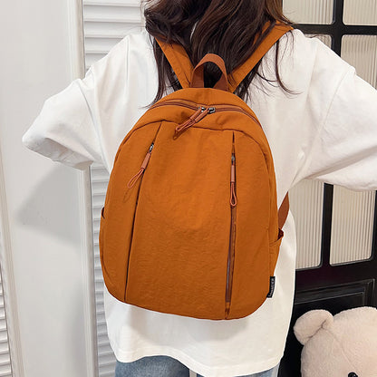 Solid Color Nylon Casual Backpack For Girls, Stylish And Durable