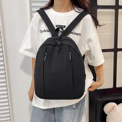 Solid Color Nylon Casual Backpack For Girls, Stylish And Durable