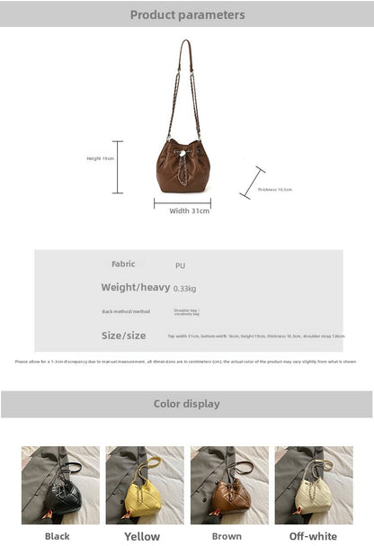 Bucket Shoulder Bag For Women In PU Leather, Stylish And Practical Design