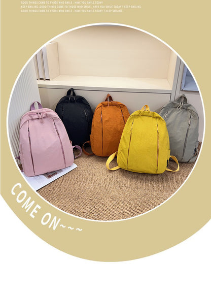Solid Color Nylon Casual Backpack For Girls, Stylish And Durable