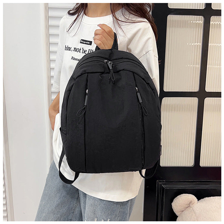 Solid Color Nylon Casual Backpack For Girls, Stylish And Durable