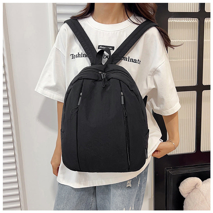 Solid Color Nylon Casual Backpack For Girls, Stylish And Durable
