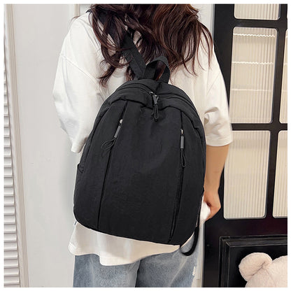 Solid Color Nylon Casual Backpack For Girls, Stylish And Durable