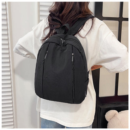 Solid Color Nylon Casual Backpack For Girls, Stylish And Durable