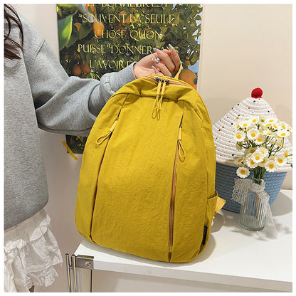 Solid Color Nylon Casual Backpack For Girls, Stylish And Durable