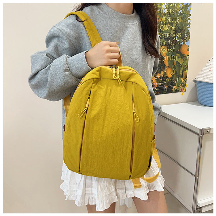 Solid Color Nylon Casual Backpack For Girls, Stylish And Durable