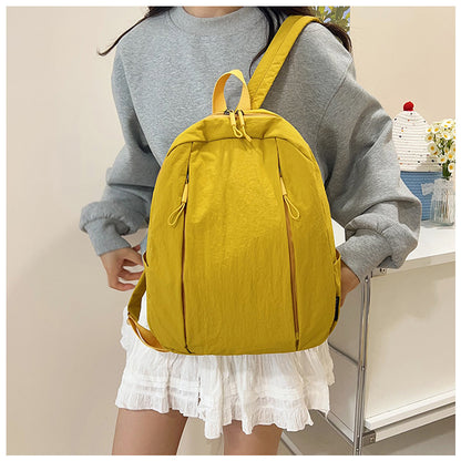 Solid Color Nylon Casual Backpack For Girls, Stylish And Durable