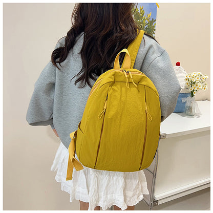 Solid Color Nylon Casual Backpack For Girls, Stylish And Durable