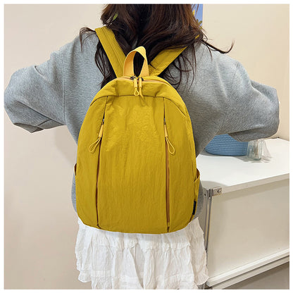 Solid Color Nylon Casual Backpack For Girls, Stylish And Durable
