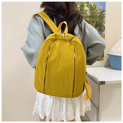 Solid Color Nylon Casual Backpack For Girls, Stylish And Durable