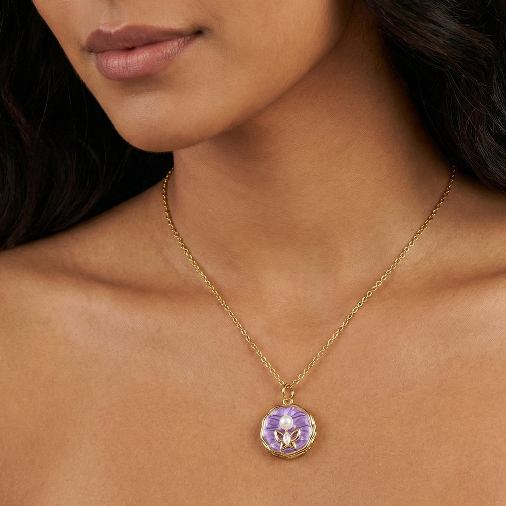 Irregular Pendant Necklace For Women, Golden Plated Copper With Zircon Inlay, Perfect Valentine's Day Gift