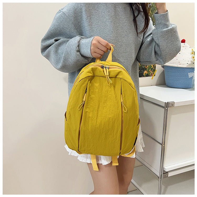 Solid Color Nylon Casual Backpack For Girls, Stylish And Durable