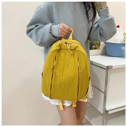 Solid Color Nylon Casual Backpack For Girls, Stylish And Durable