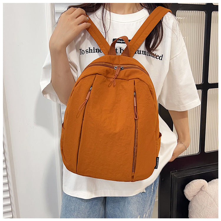Solid Color Nylon Casual Backpack For Girls, Stylish And Durable