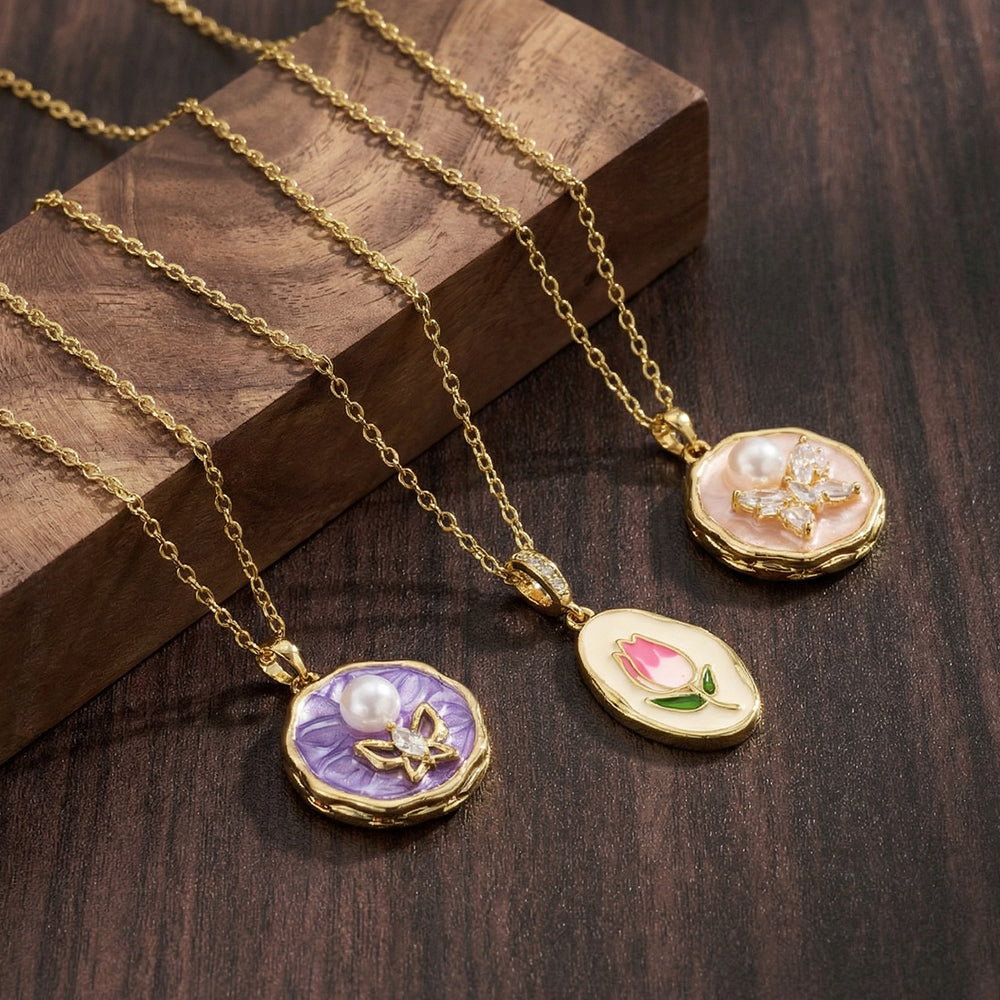 Irregular Pendant Necklace For Women, Golden Plated Copper With Zircon Inlay, Perfect Valentine's Day Gift