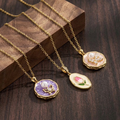 Irregular Pendant Necklace For Women, Golden Plated Copper With Zircon Inlay, Perfect Valentine's Day Gift