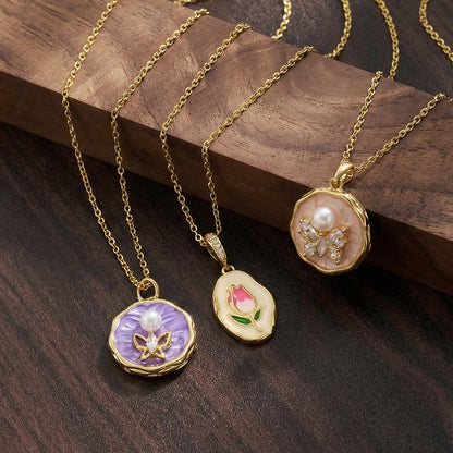 Irregular Pendant Necklace For Women, Golden Plated Copper With Zircon Inlay, Perfect Valentine's Day Gift