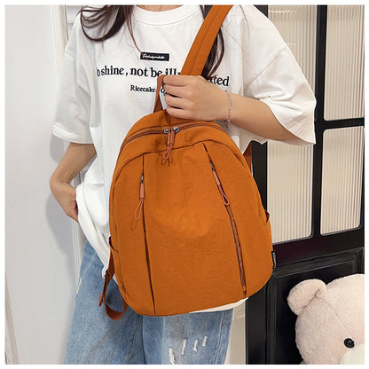 Solid Color Nylon Casual Backpack For Girls, Stylish And Durable