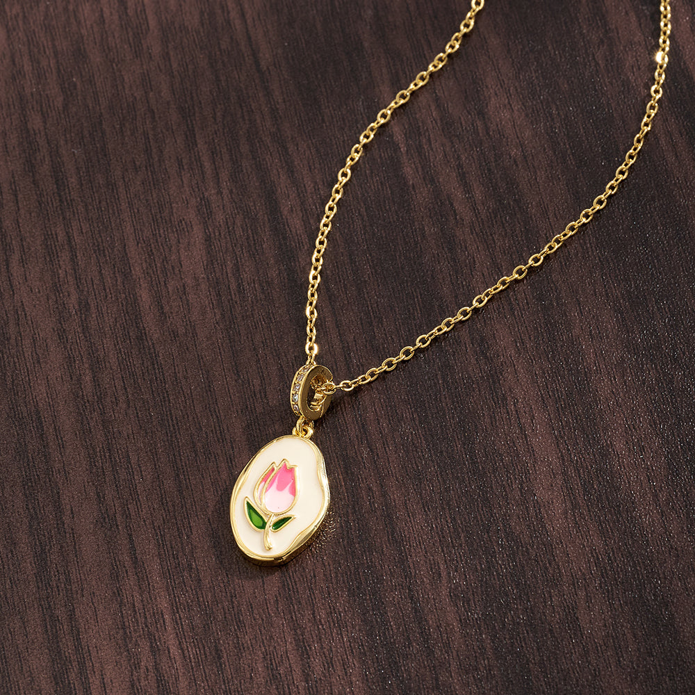Irregular Pendant Necklace For Women, Golden Plated Copper With Zircon Inlay, Perfect Valentine's Day Gift