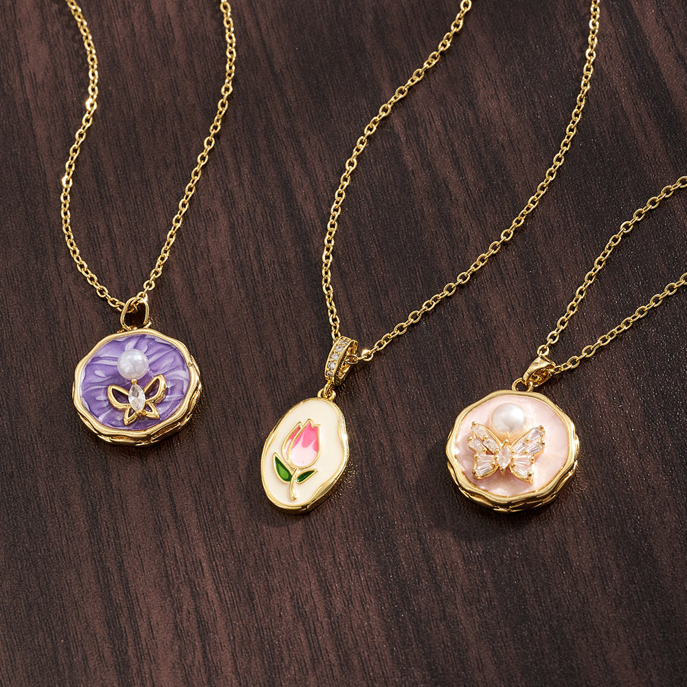 Irregular Pendant Necklace For Women, Golden Plated Copper With Zircon Inlay, Perfect Valentine's Day Gift