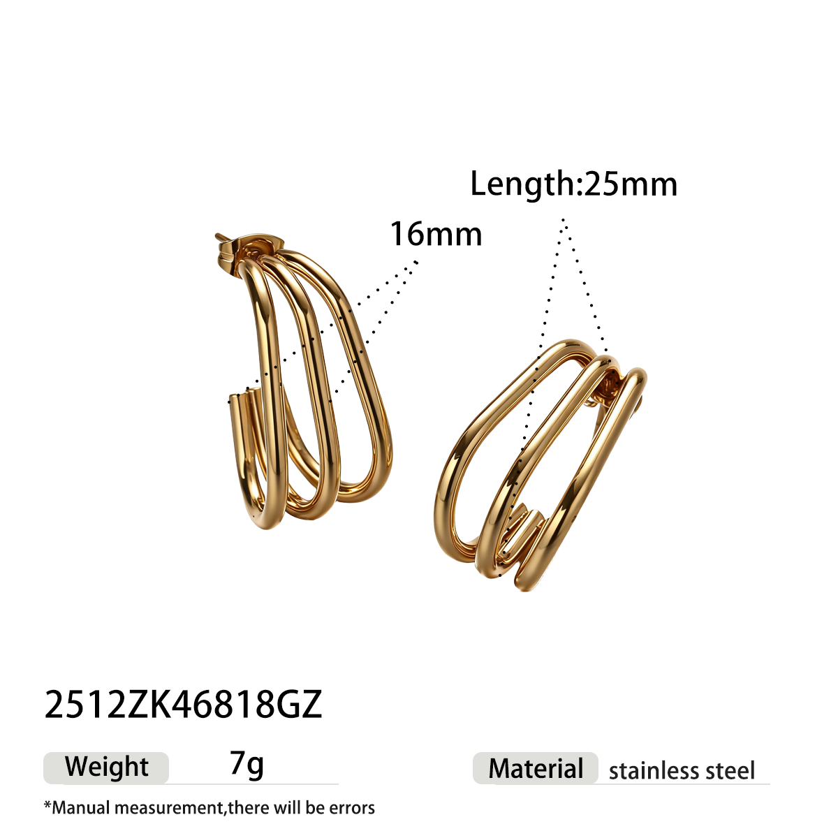 Geometric Earrings For Women Featuring Electroplated 304 Stainless Steel With 18K Real Gold Plated PVD Coating