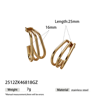 Geometric Earrings For Women Featuring Electroplated 304 Stainless Steel With 18K Real Gold Plated PVD Coating