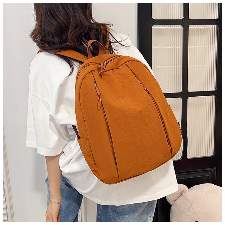 Solid Color Nylon Casual Backpack For Girls, Stylish And Durable