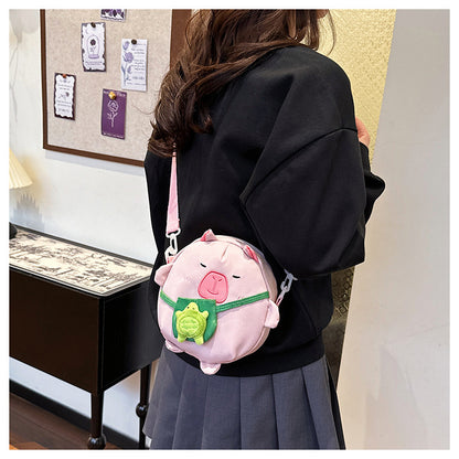 Capybara Round Oxford Cloth Crossbody Bag For Kids, Suitable For All Seasons