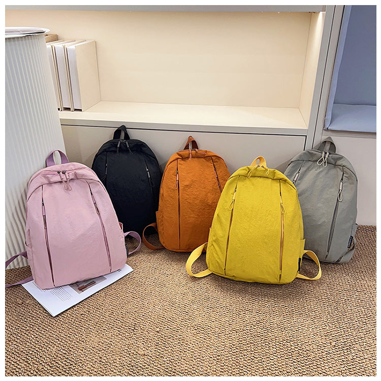 Solid Color Nylon Casual Backpack For Girls, Stylish And Durable