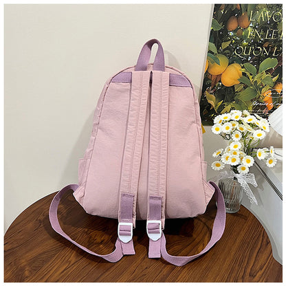 Solid Color Nylon Casual Backpack For Girls, Stylish And Durable